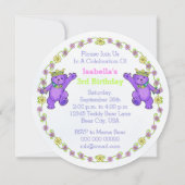 Princess Bear 3rd Birthday Party Custom Invitation (Back)
