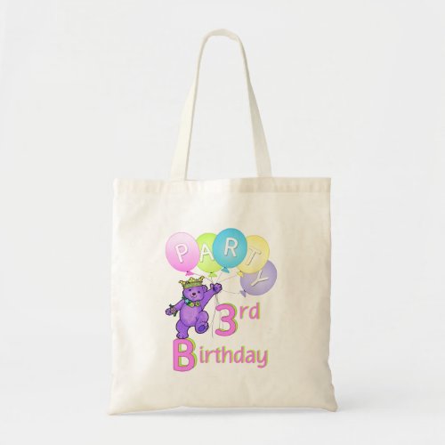 Princess Bear 3rd Birthday Party Tote Bag