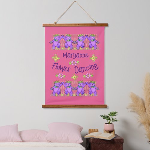 Princess Bears Flower Dancing Hanging Tapestry