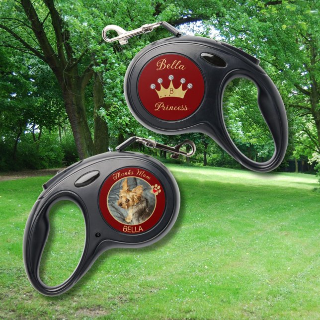 Princess Bella Crown Dog Photo Message Retractable Pet Leash (Creator Uploaded)