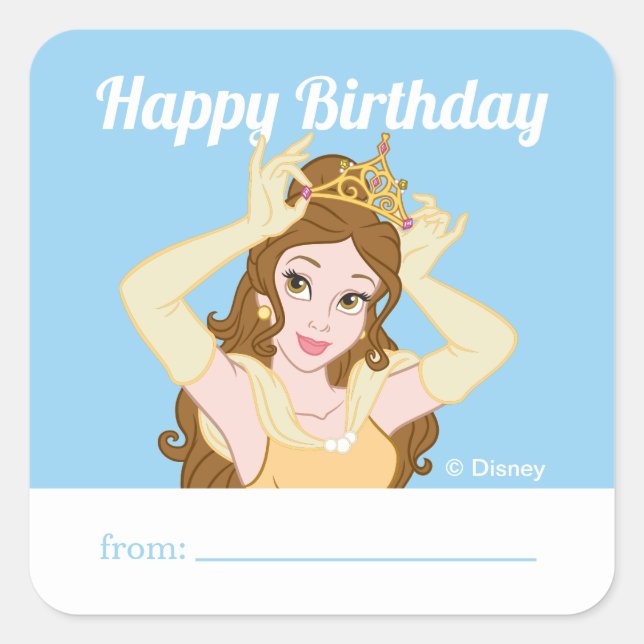 Princess Belle| A Gift From - Birthday Square Sticker (Front)