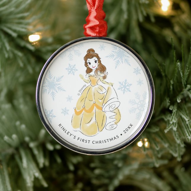 Princess Belle | Baby's First Christmas Metal Ornament (Tree)