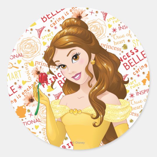 princess belle classic round sticker zazzlecom