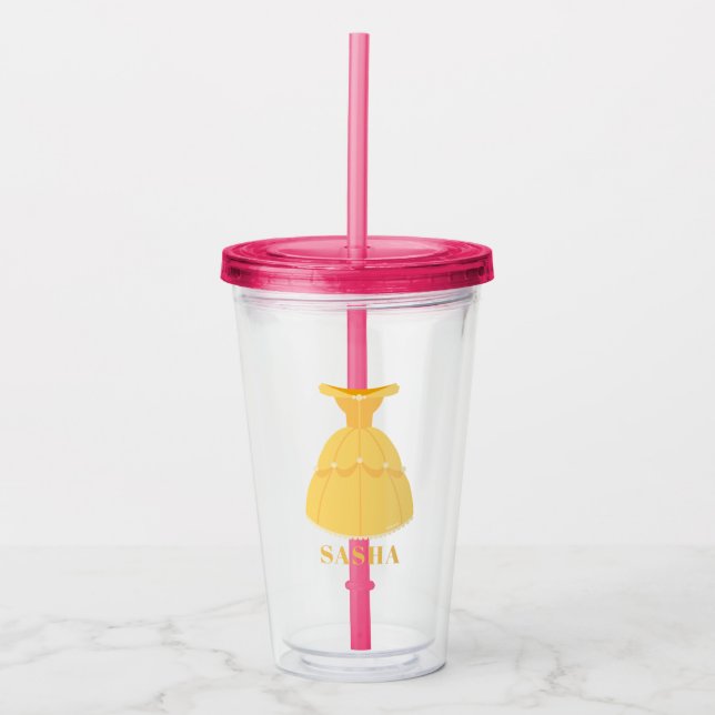 Princess Belle Dress - Name Acrylic Tumbler (Front)