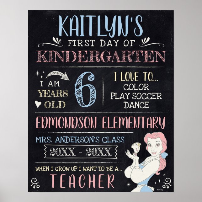Princess Belle| First or Last Day of School Poster (Front)