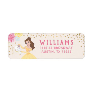 Princess Belle   Floral Gold Confetti Label