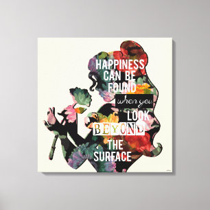 Princess Belle Floral Silhouette Canvas Print