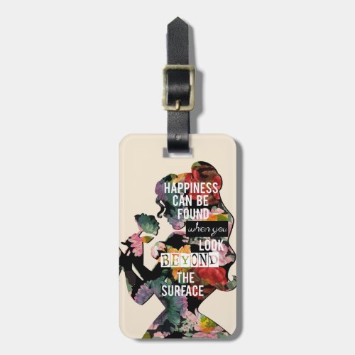 Princess  Belle Floral Silhouette Luggage Tag