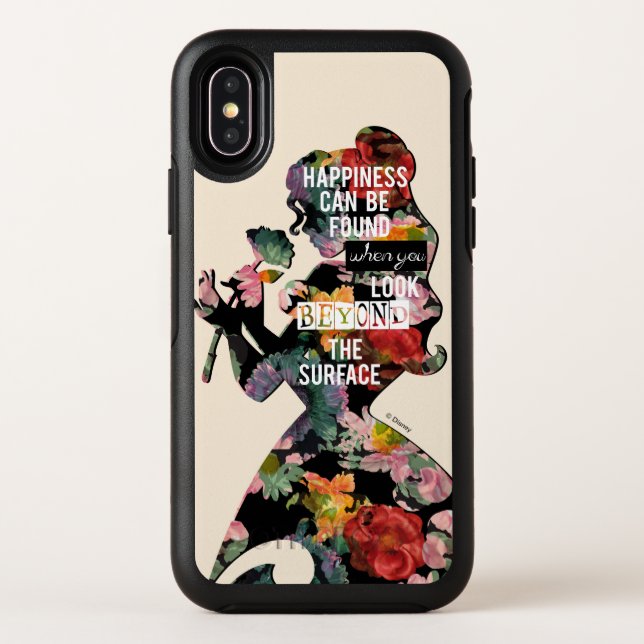 Princess | Belle Floral Silhouette Otterbox iPhone Case (Back)
