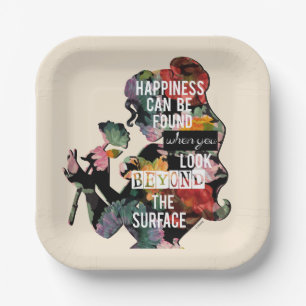 Princess Belle Floral Silhouette Paper Plates