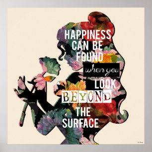 Princess Belle Floral Silhouette Poster