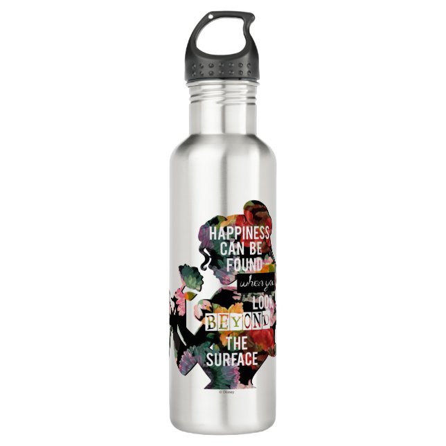 Princess | Belle Floral Silhouette Stainless Steel Water Bottle (Front)