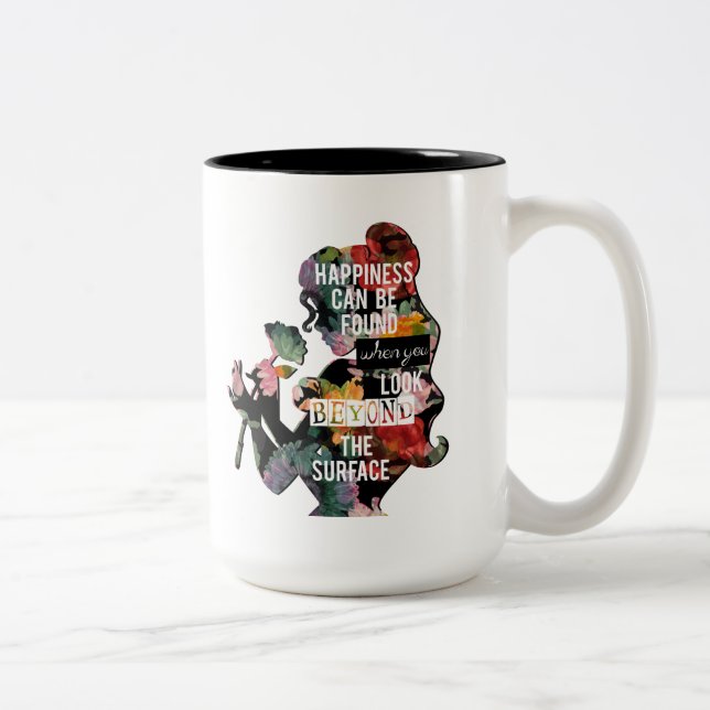 Princess | Belle Floral Silhouette Two-Tone Coffee Mug (Right)