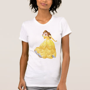 Personnalisé Filles Beauty & the beast Belle-T-shirt à manches longues blanc 