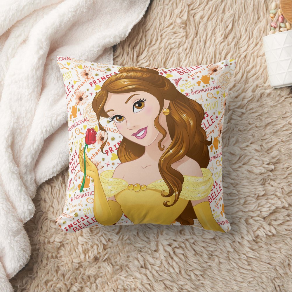 Discover Beauty And The Beast Belle Princess Disney Throw Pillow, Disney Fan Gift, Disney Decor