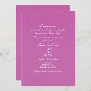 Princess Berry Pink Fairy Tale Damask Wedding Invitation