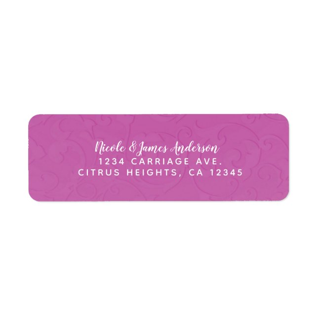 Princess Berry Pink Fairy Tale Damask Wedding Label (Front)