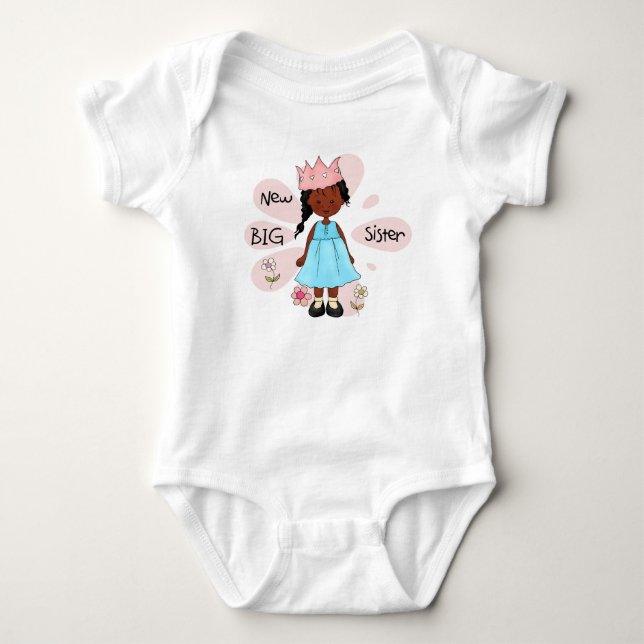 Princess Big Sister African American Baby Bodysuit (Front)