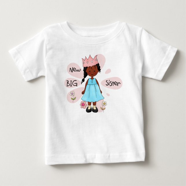 Princess Big Sister African American Baby T-Shirt (Front)