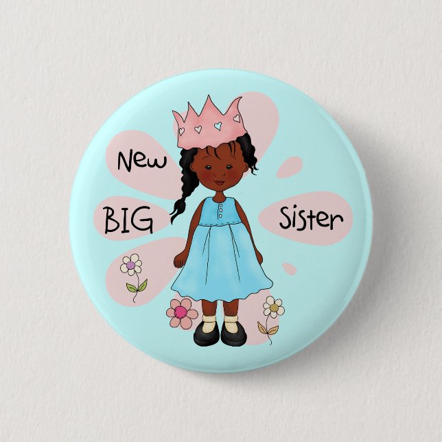Princess Big Sister African American Button (Front)