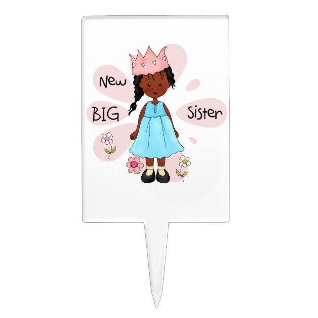 Princess Big Sister African American Cake Topper (Front)