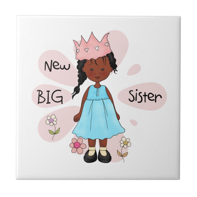 Princess Big Sister African American Ceramic Tile (Front)