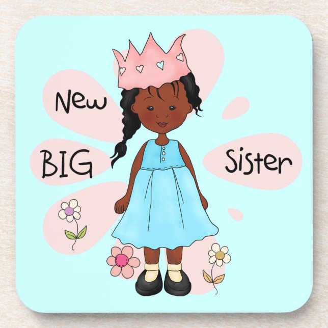 Princess Big Sister African American Drink Coaster (Front)