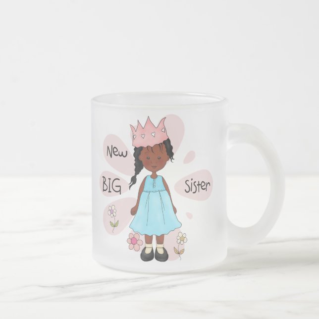 Princess Big Sister African American Frosted Glass Coffee Mug (Right)