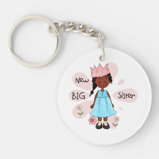 Princess Big Sister African American Keychain (Front)