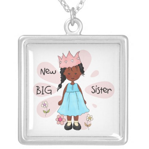 Princess Big Sister African American Silver Plated Necklace