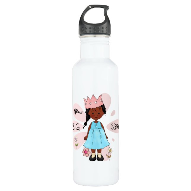 Princess Big Sister African American Water Bottle (Front)