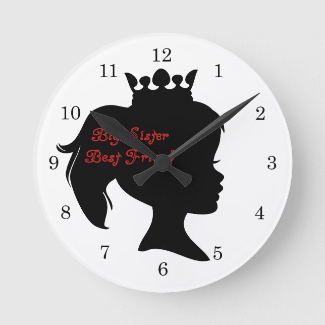 Princess Big Sister Best Friend Round Clock (Front)