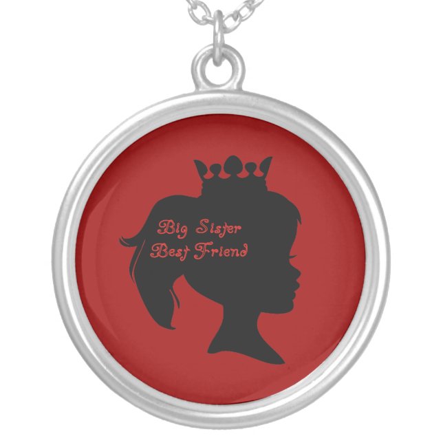 Princess Big Sister Best Friend Silver Plated Necklace (Front)