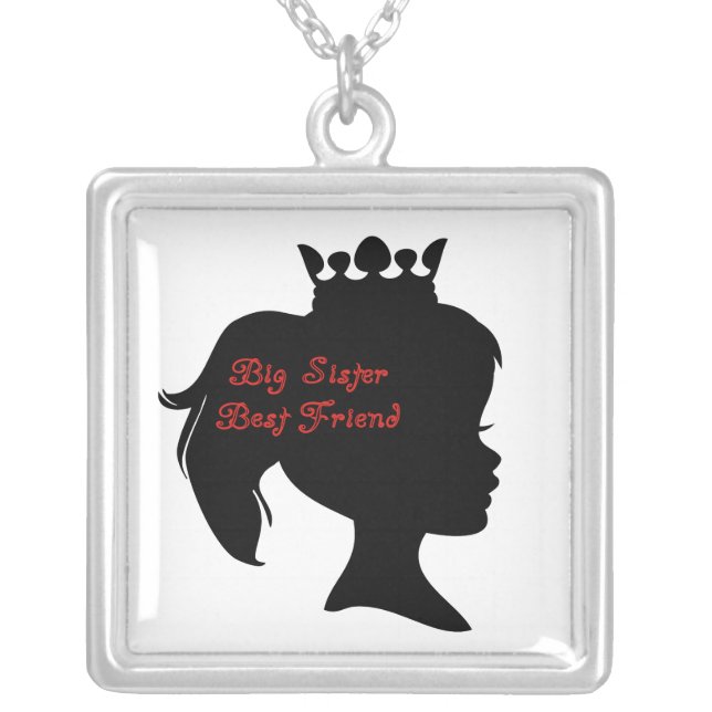 Princess Big Sister Best Friend Silver Plated Necklace (Front)