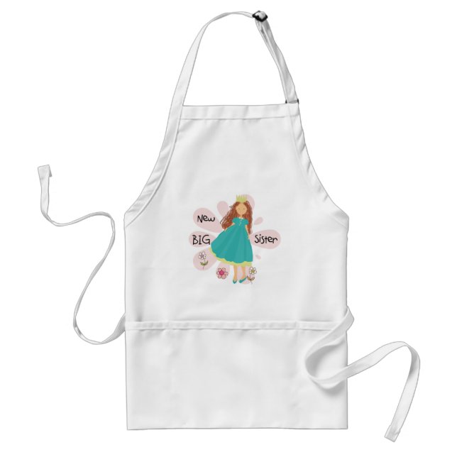 Princess Big Sister Brown Hair Adult Apron (Front)
