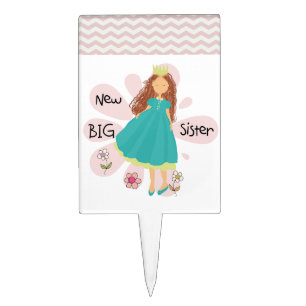 Princess Big Sister Brown Hair Cake Topper