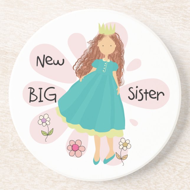 Princess Big Sister Brown Hair Coaster (Front)
