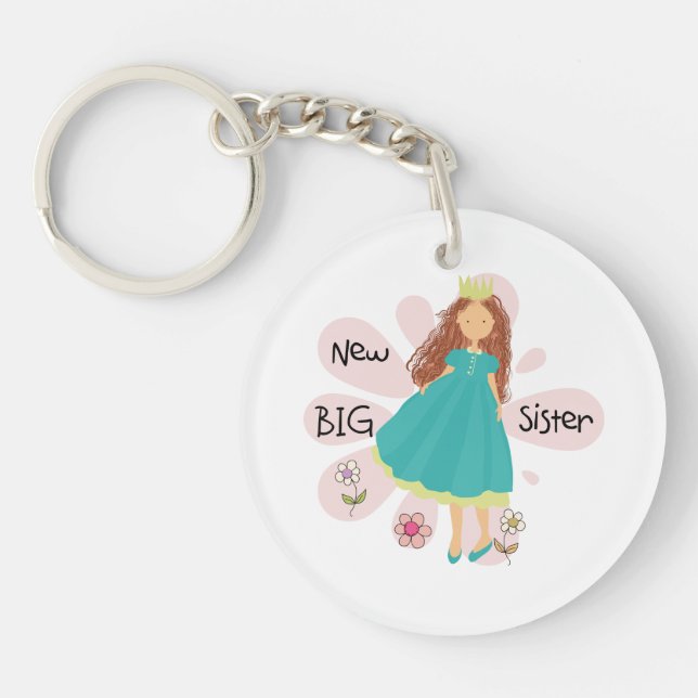 Princess Big Sister Brown Hair Keychain (Front)