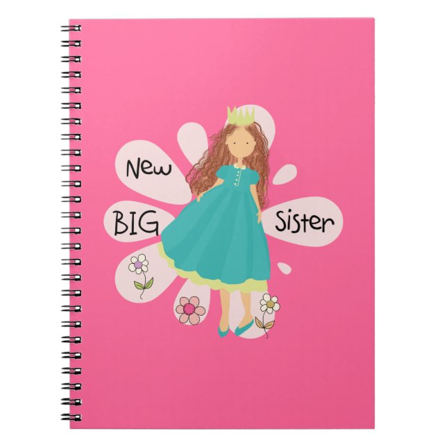 Princess Big Sister Brown Hair Notebook (Front)