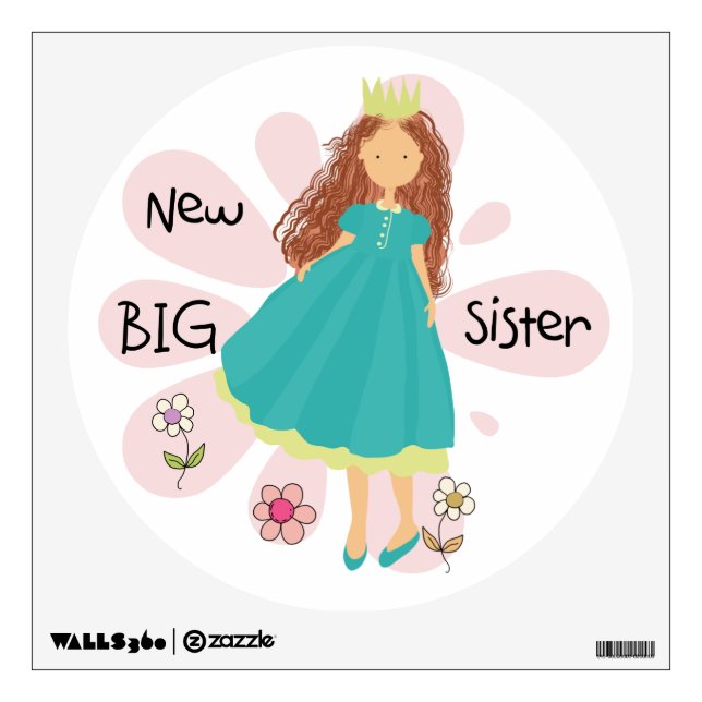 Princess Big Sister Brown Hair Wall Sticker (Front)