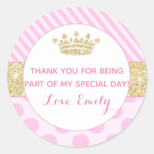 Princess birthday baby shower gift favor label
