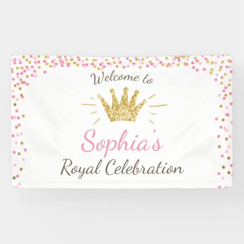 Princess birthday banner Royal Pink and Gold Girl