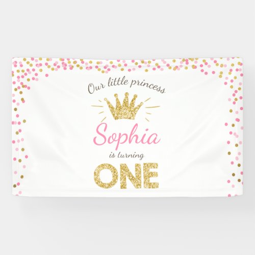 Princess birthday banner Royal Pink and Gold Girl