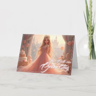 Princess Birthday Card in Pink