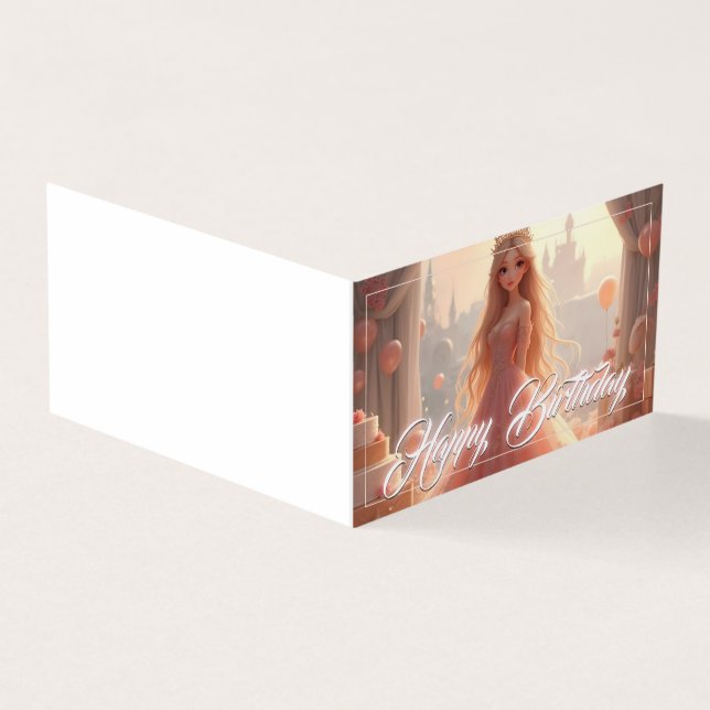 Princess Birthday Card in Pink (Outside)