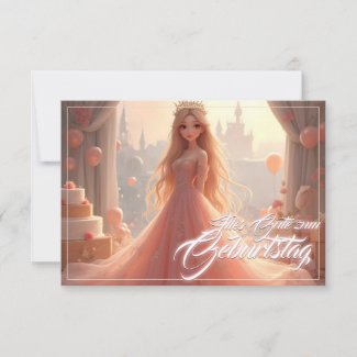 Princess Birthday Card in Pink