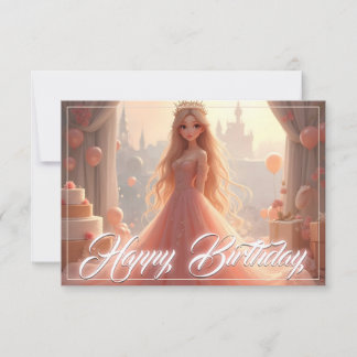 Princess Birthday Card in Pink