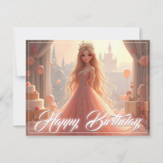 Princess Birthday Card in Pink