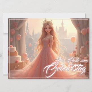 Princess Birthday Card in Pink