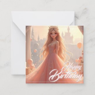 Princess Birthday Card in Pink